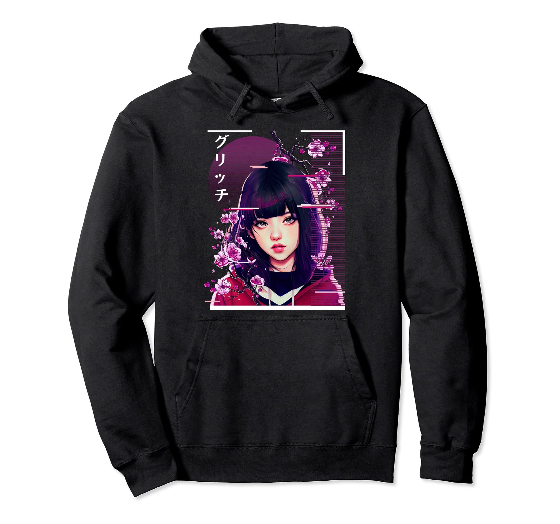 Anime Japanese Vaporwave Glitch Hoodie - Custom Art Print Men Women - T-Shirt, Sweatshirt, Hoodie