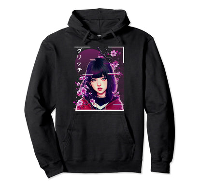 Anime Japanese Vaporwave Glitch Hoodie - Custom Art Print Men Women - T-Shirt, Sweatshirt, Hoodie