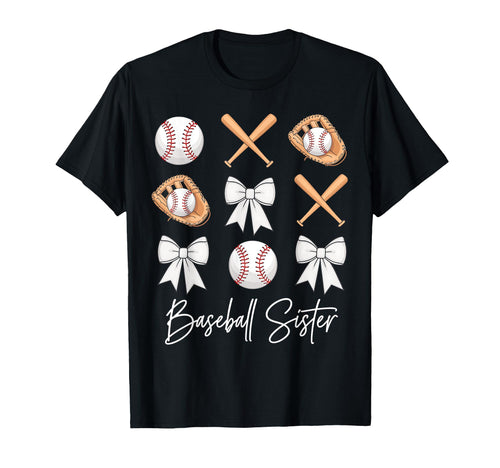 Baseball Sister Coquette Bow Cheer T-Shirt - Graphic Print for Adults - T-Shirt, Sweatshirt, Hoodie