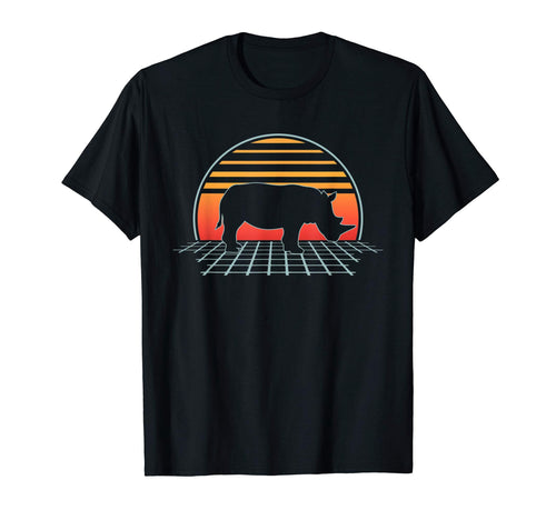 Rhinoceros 70S 80S Animal Vaporwave T-Shirt - Casual Everyday Wear Unisex - T-Shirt, Sweatshirt, Hoodie