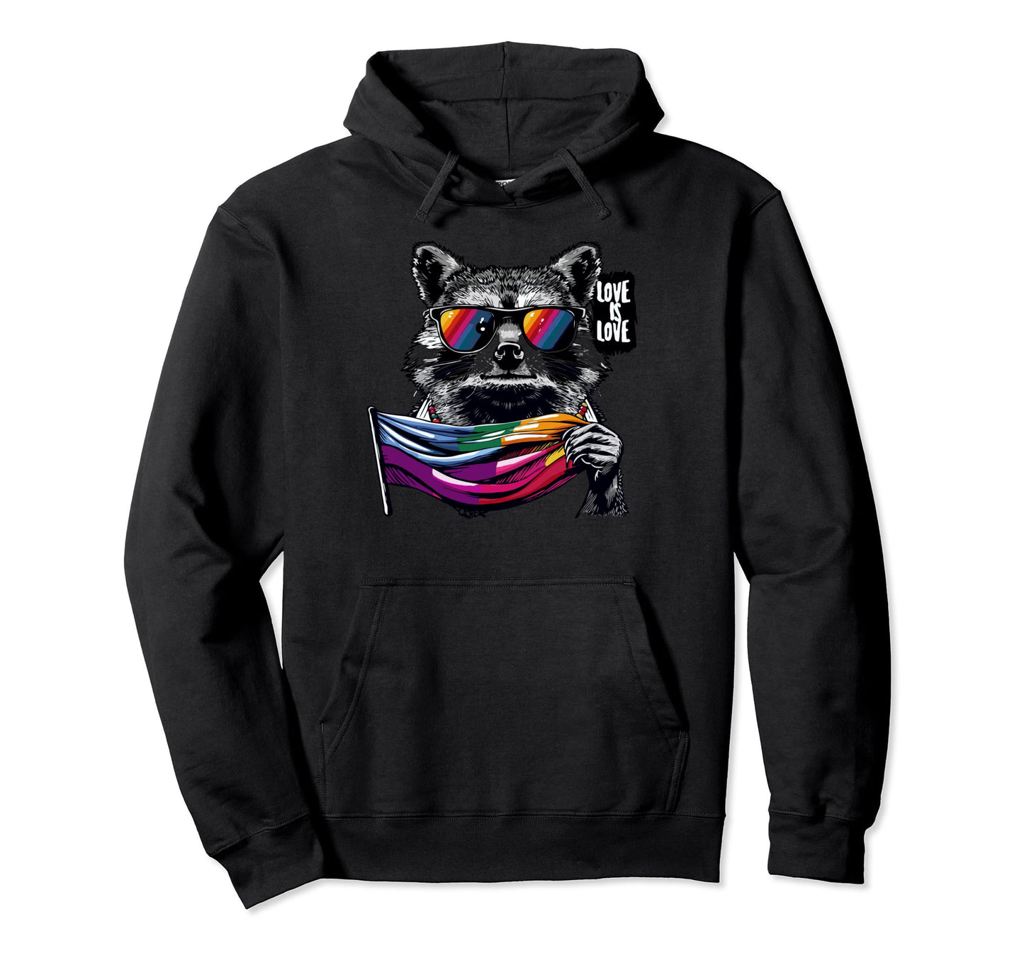 Funny Raccoon Love Sunglasses Summer Gift Hoodie - Streetwear Style Unisex - T-Shirt, Sweatshirt, Hoodie