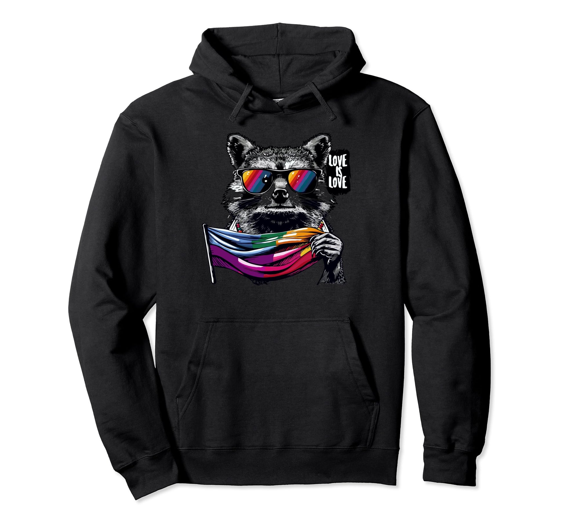 Funny Raccoon Love Sunglasses Summer Gift Hoodie - Streetwear Style Unisex - T-Shirt, Sweatshirt, Hoodie