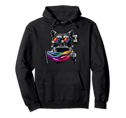 Funny Raccoon Love Sunglasses Summer Gift Hoodie - Streetwear Style Unisex - T-Shirt, Sweatshirt, Hoodie