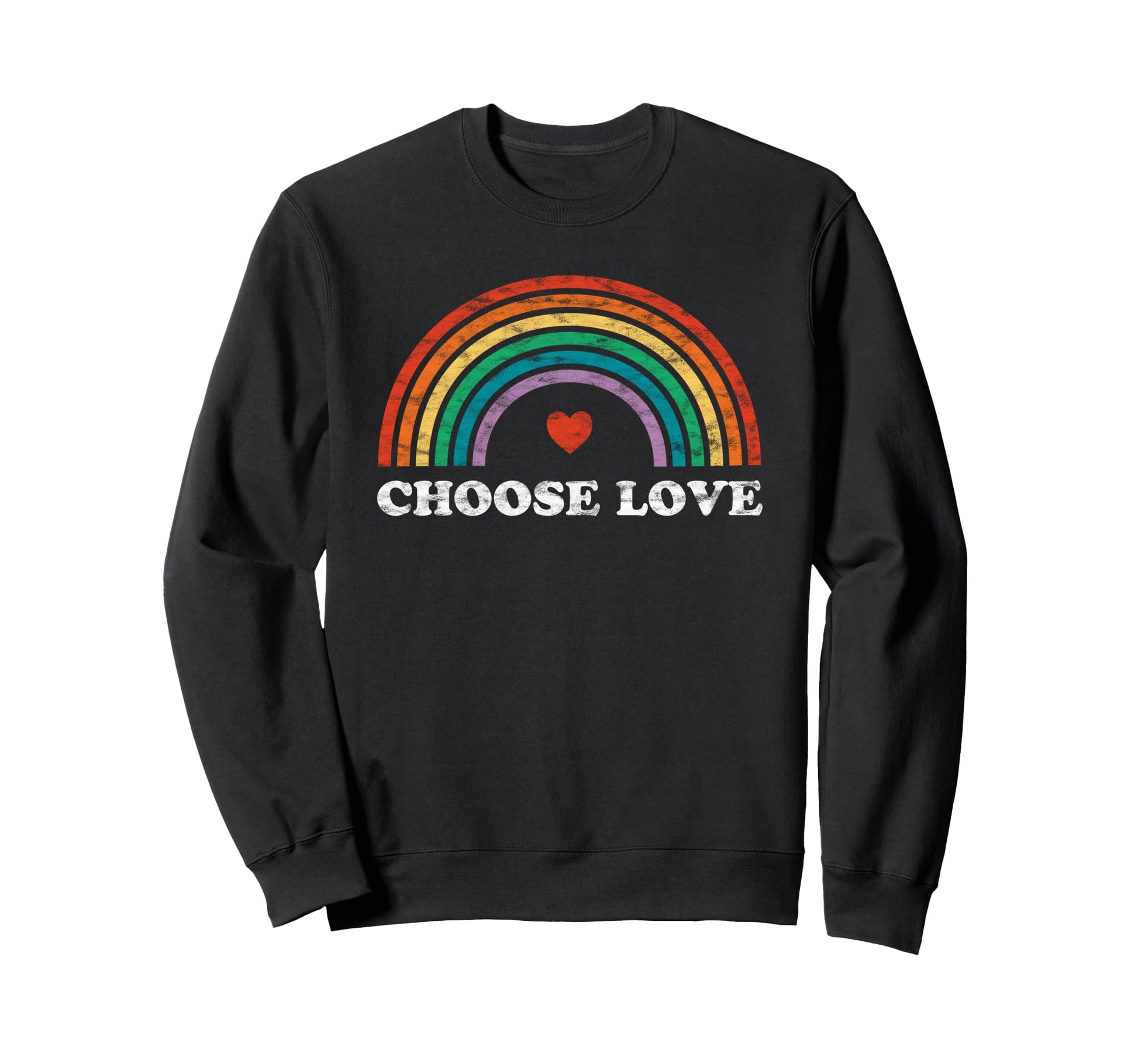 Rainbow Love Heart Pride Lgbtqia Ally Sweatshirt - Unique Graphic Men Women - T-Shirt, Sweatshirt, Hoodie