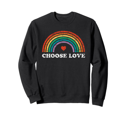 Rainbow Love Heart Pride Lgbtqia Ally Sweatshirt - Unique Graphic Men Women - T-Shirt, Sweatshirt, Hoodie