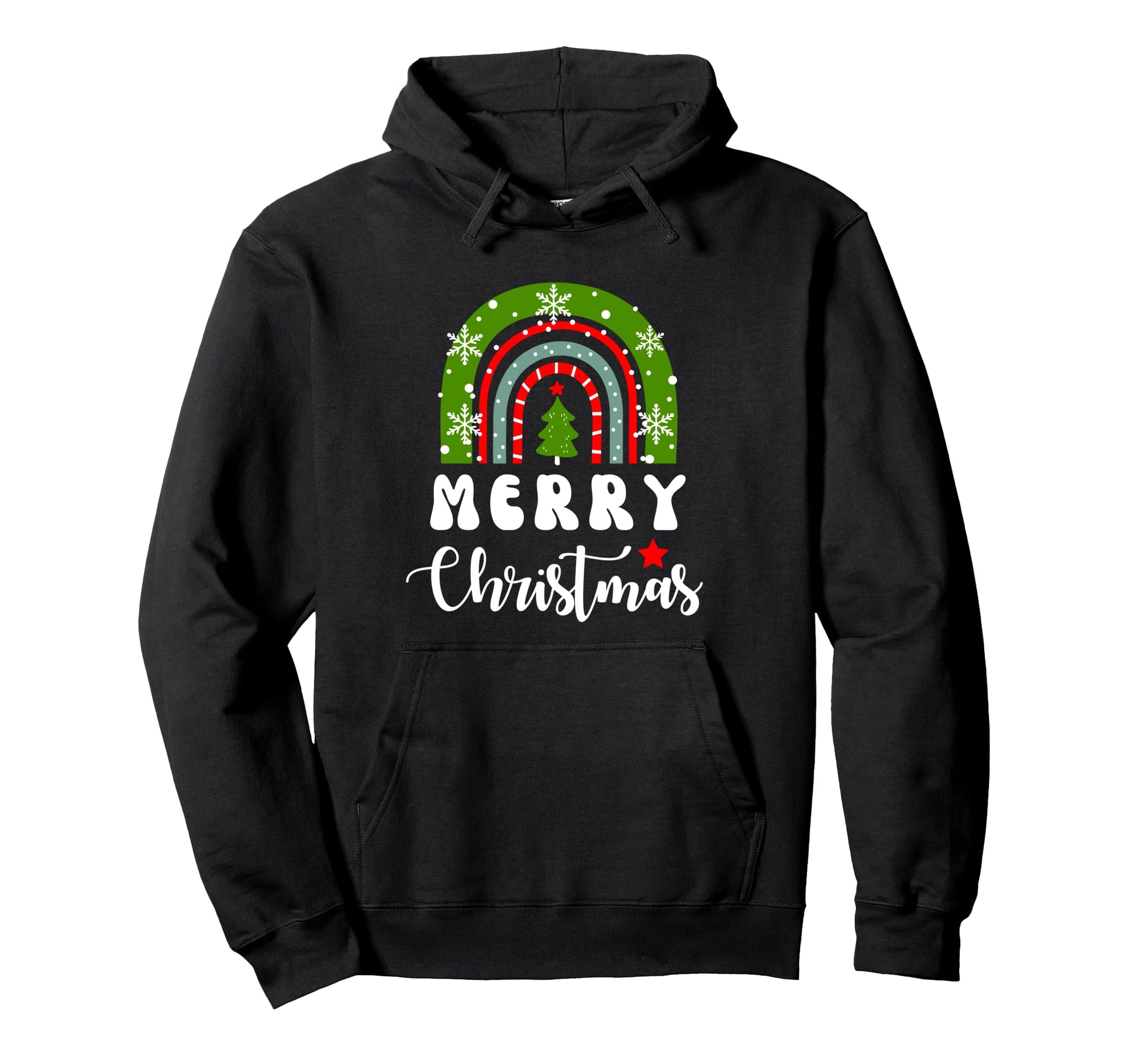 Merry Groovy Rainbow Vibes Presents Hoodie - Aesthetic Graphic for Adults - T-Shirt, Sweatshirt, Hoodie