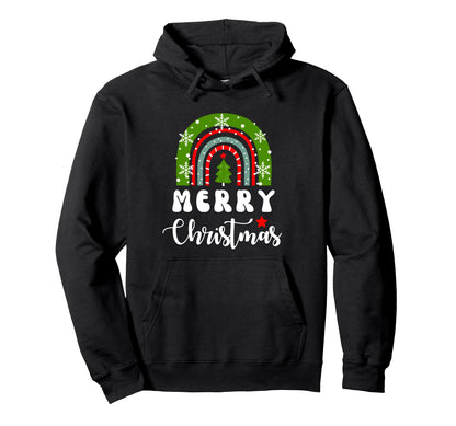 Merry Groovy Rainbow Vibes Presents Hoodie - Aesthetic Graphic for Adults - T-Shirt, Sweatshirt, Hoodie