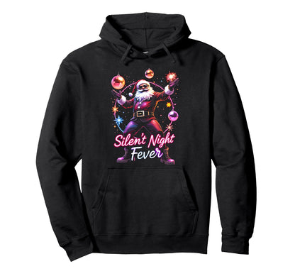 Silent Night Fever Disco Santa Funky Hoodie - Fun Novelty Design for Adults - T-Shirt, Sweatshirt, Hoodie