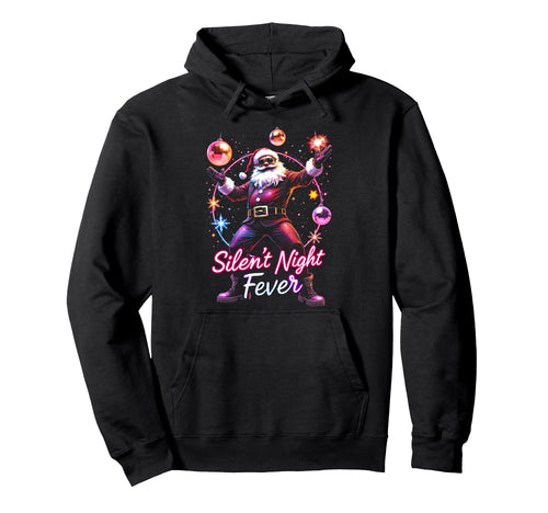 Silent Night Fever Disco Santa Funky Hoodie - Fun Novelty Design for Adults - T-Shirt, Sweatshirt, Hoodie