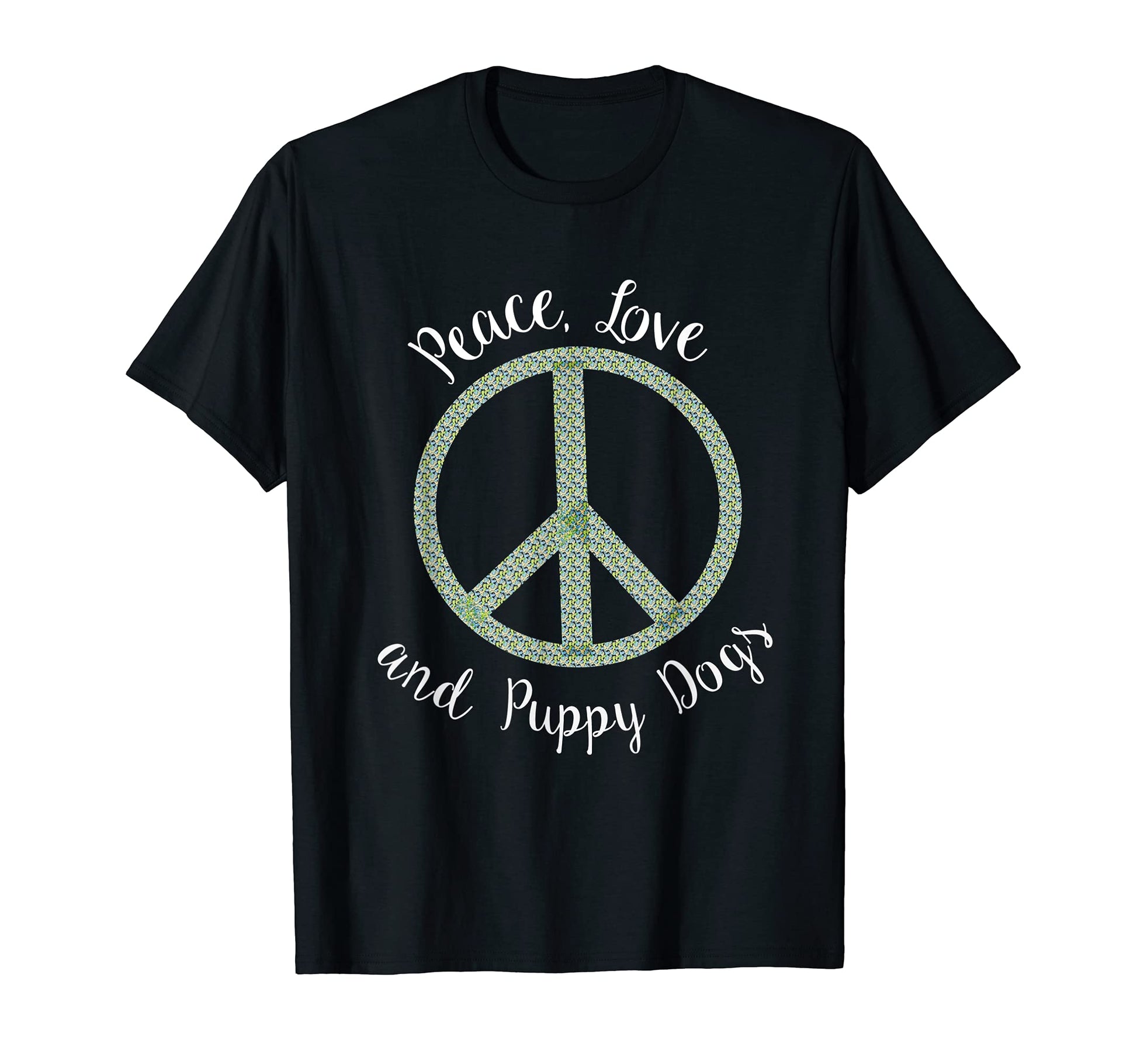 Peace Love Puppy Dogs Puppies Hippie T-Shirt - Unique Graphic Men Women - T-Shirt, Sweatshirt, Hoodie