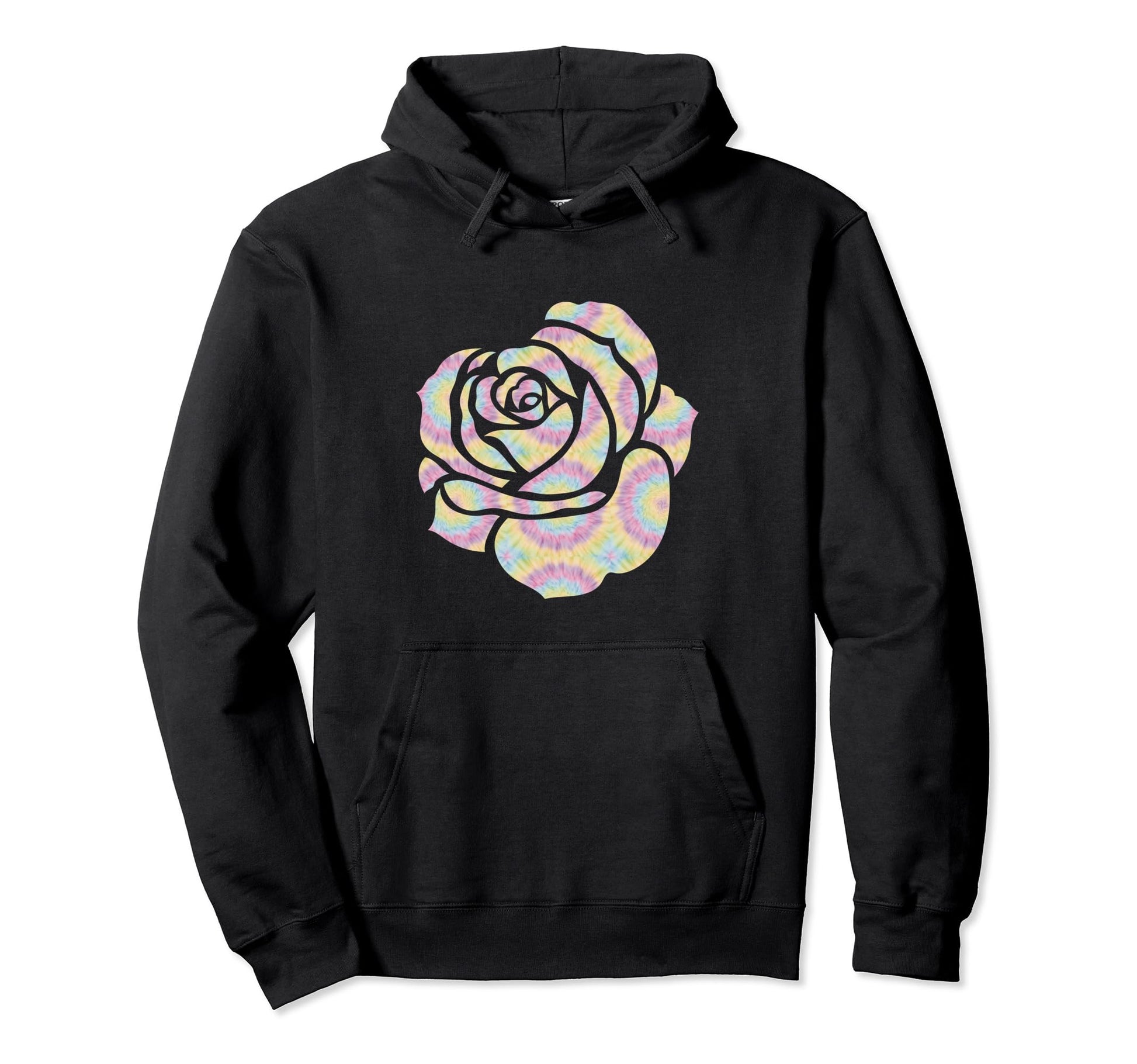 Boho Tie Dye Hippie Rose Flower Hoodie - Casual Everyday Wear Men Women - T-Shirt, Sweatshirt, Hoodie