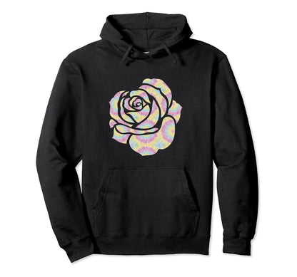 Boho Tie Dye Hippie Rose Flower Hoodie - Casual Everyday Wear Men Women - T-Shirt, Sweatshirt, Hoodie