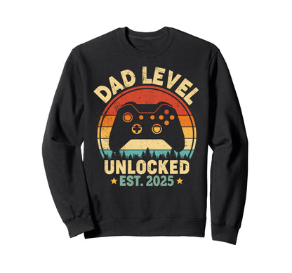 Dad Level Unlocked 2025 Leveled Sweatshirt - Minimalist Print for Adults - T-Shirt, Sweatshirt, Hoodie