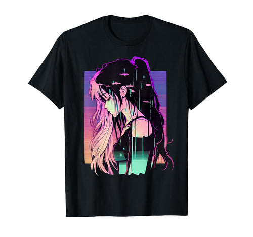 Japanese Vaporwave Sad Anime Indie T-Shirt - Minimalist Print Unisex - T-Shirt, Sweatshirt, Hoodie
