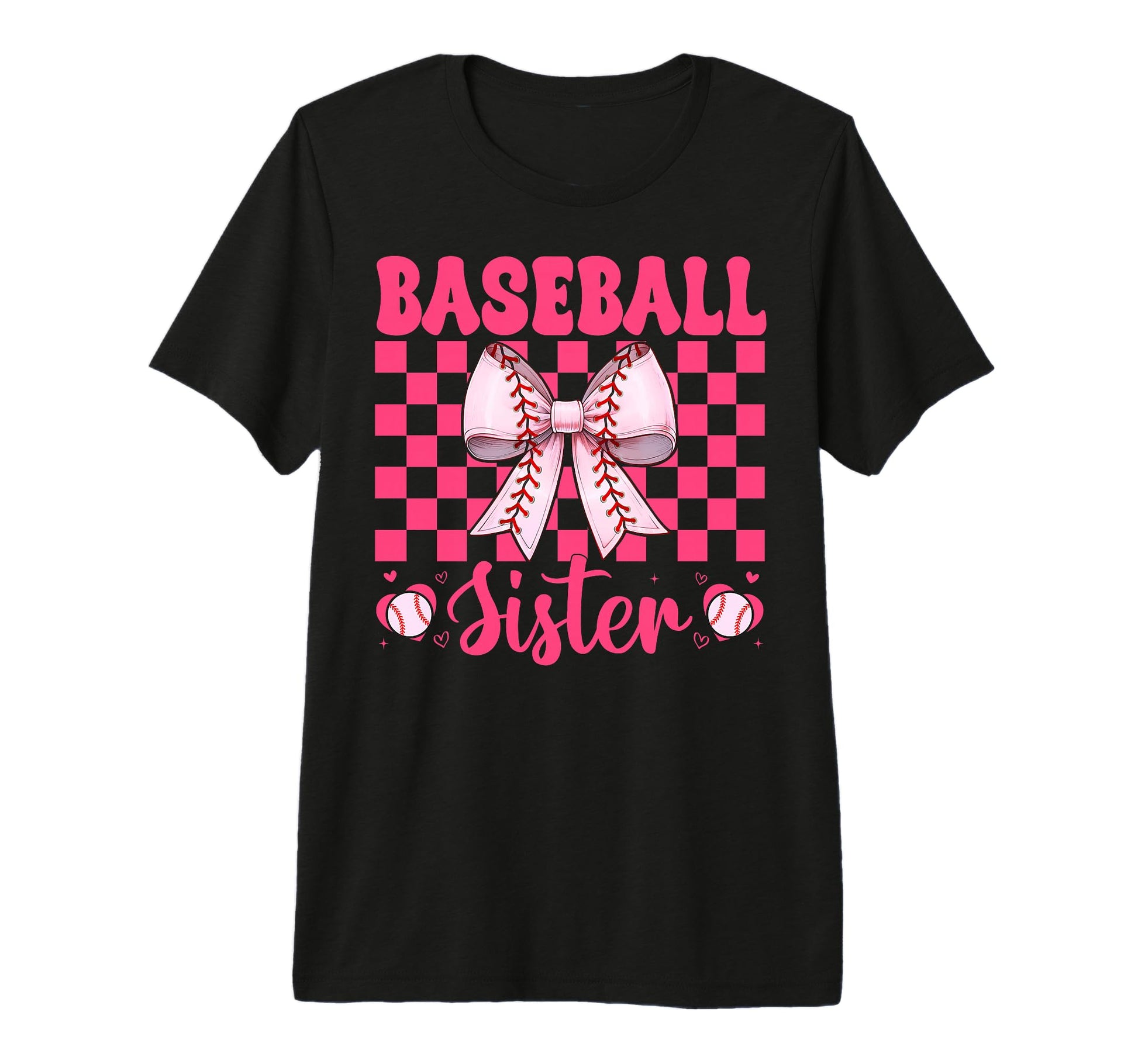 Baseball Sister Baseball Coquette Bow Tri T-Shirt - Unique Graphic Unisex - T-Shirt, Sweatshirt, Hoodie