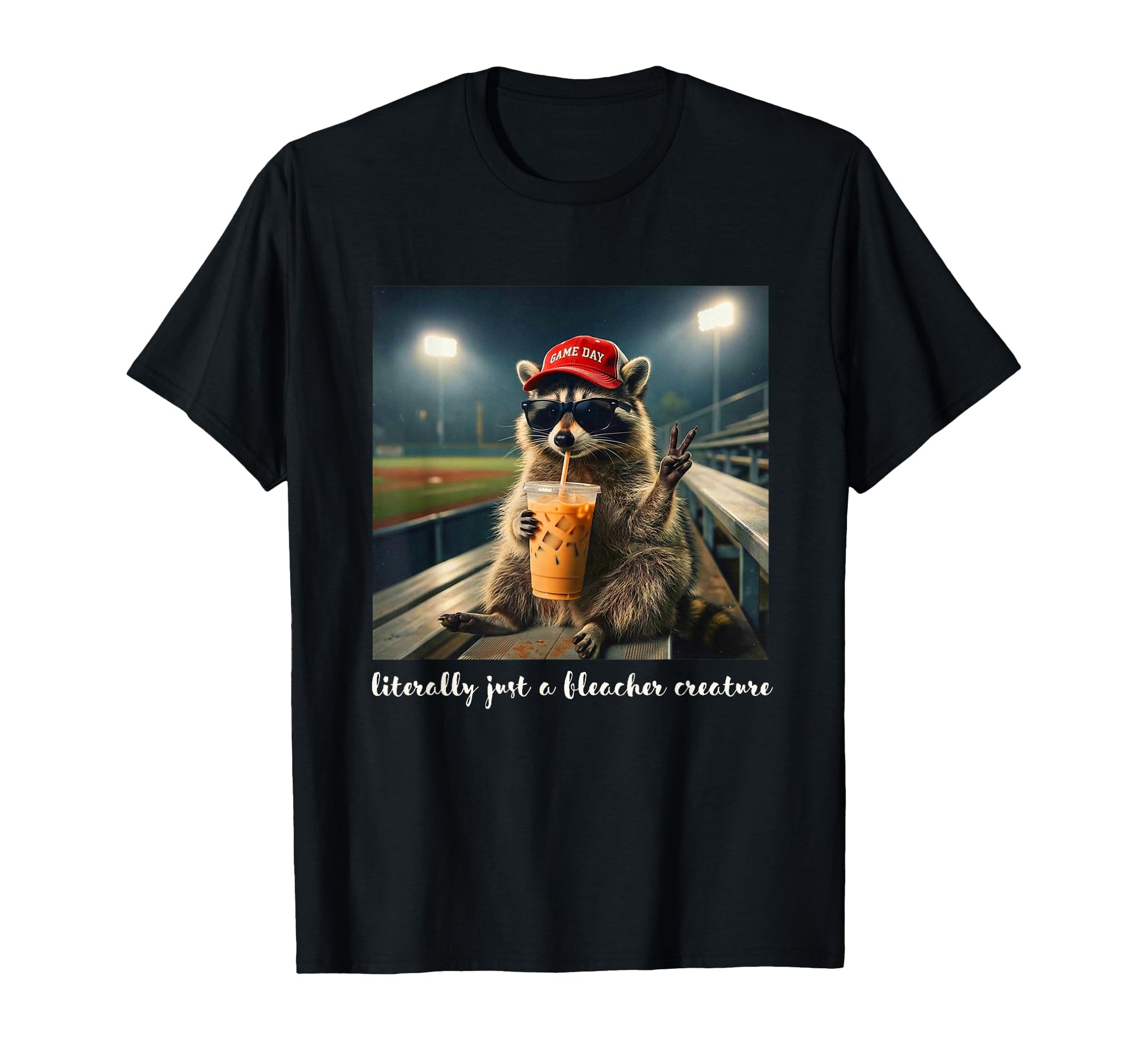 Game Day Vibes Racoon Meme Baseball T-Shirt - Trendy Graphic for Adults - T-Shirt, Sweatshirt, Hoodie