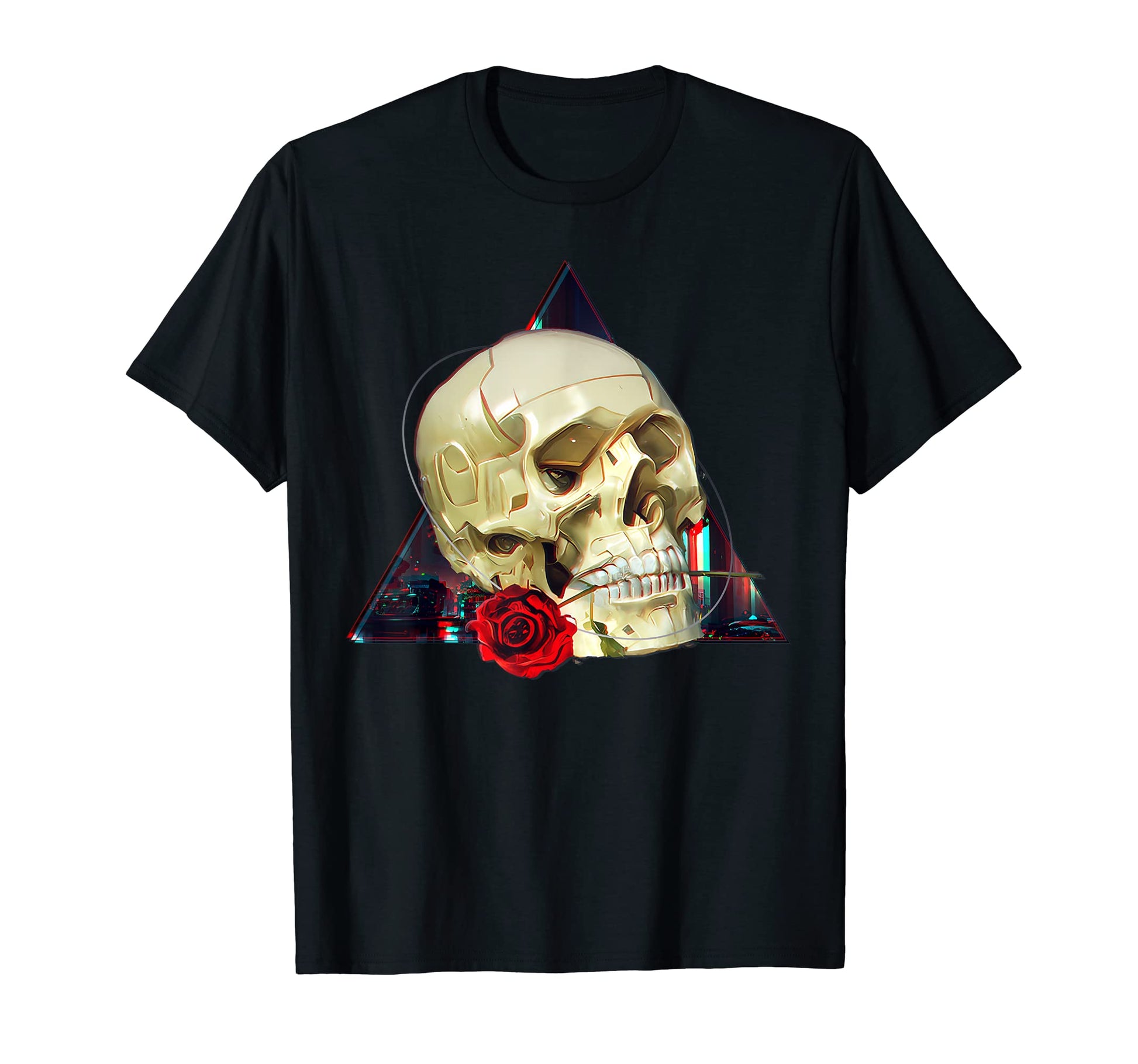 Vaporwave Aesthetic Techwear Skull Glitch T-Shirt - Unique Graphic Unisex - T-Shirt, Sweatshirt, Hoodie