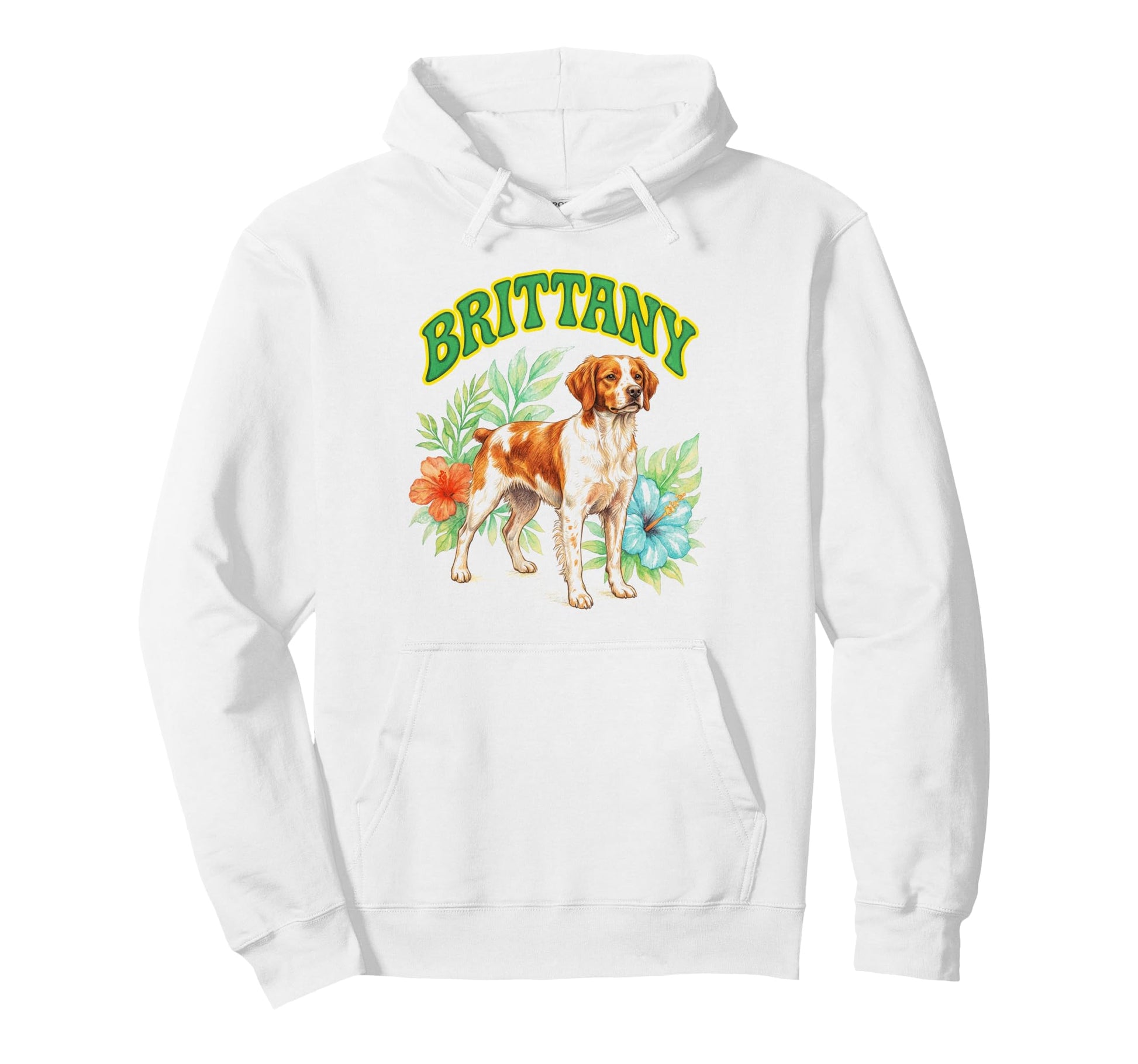 Brittany Groovy Floral Watercolor Boho Hoodie - Unique Graphic for Adults - T-Shirt, Sweatshirt, Hoodie