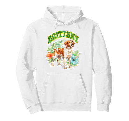 Brittany Groovy Floral Watercolor Boho Hoodie - Unique Graphic for Adults - T-Shirt, Sweatshirt, Hoodie