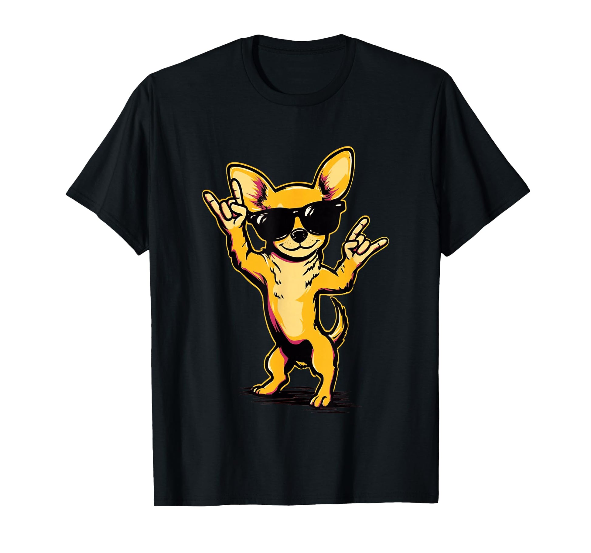 Chihuahua Dog Rock Hand Sign Punk T-Shirt - Casual Everyday Wear Men Women - T-Shirt, Sweatshirt, Hoodie