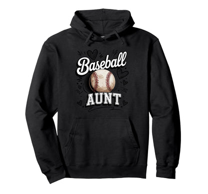 Baseball Aunt Heart Baseball Lover Fan Hoodie - Novelty Apparel Men Women - T-Shirt, Sweatshirt, Hoodie
