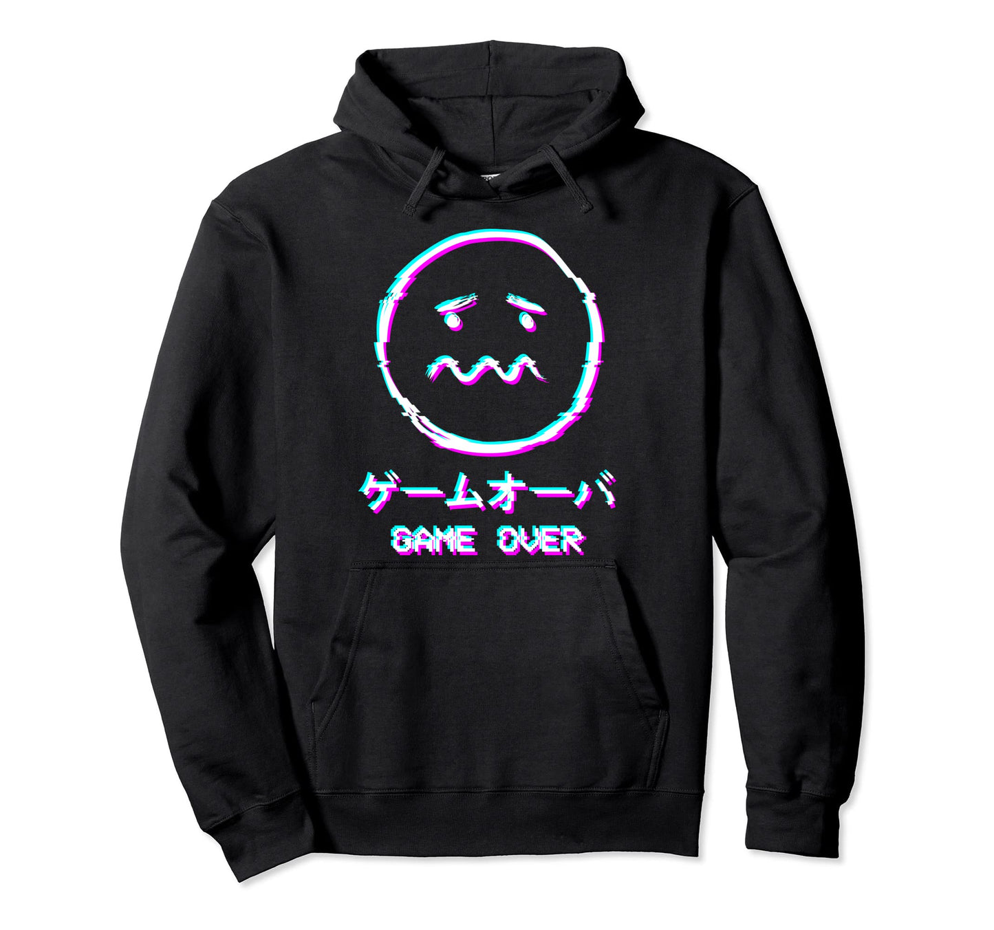Vaporwave Aesthetic Sad Face Harajuku Hoodie - Novelty Apparel for Adults - T-Shirt, Sweatshirt, Hoodie