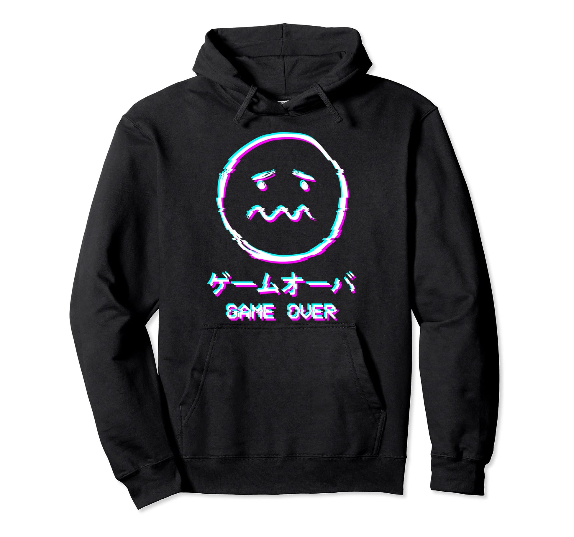 Vaporwave Aesthetic Sad Face Harajuku Hoodie - Novelty Apparel for Adults - T-Shirt, Sweatshirt, Hoodie