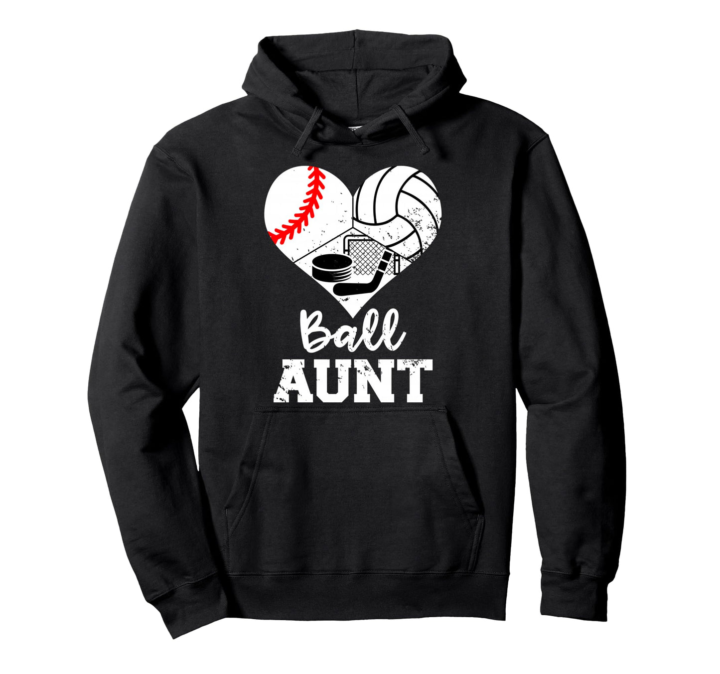 Ball Aunt Heart Funny Baseball Hoodie - Casual Everyday Wear Men Women - T-Shirt, Sweatshirt, Hoodie