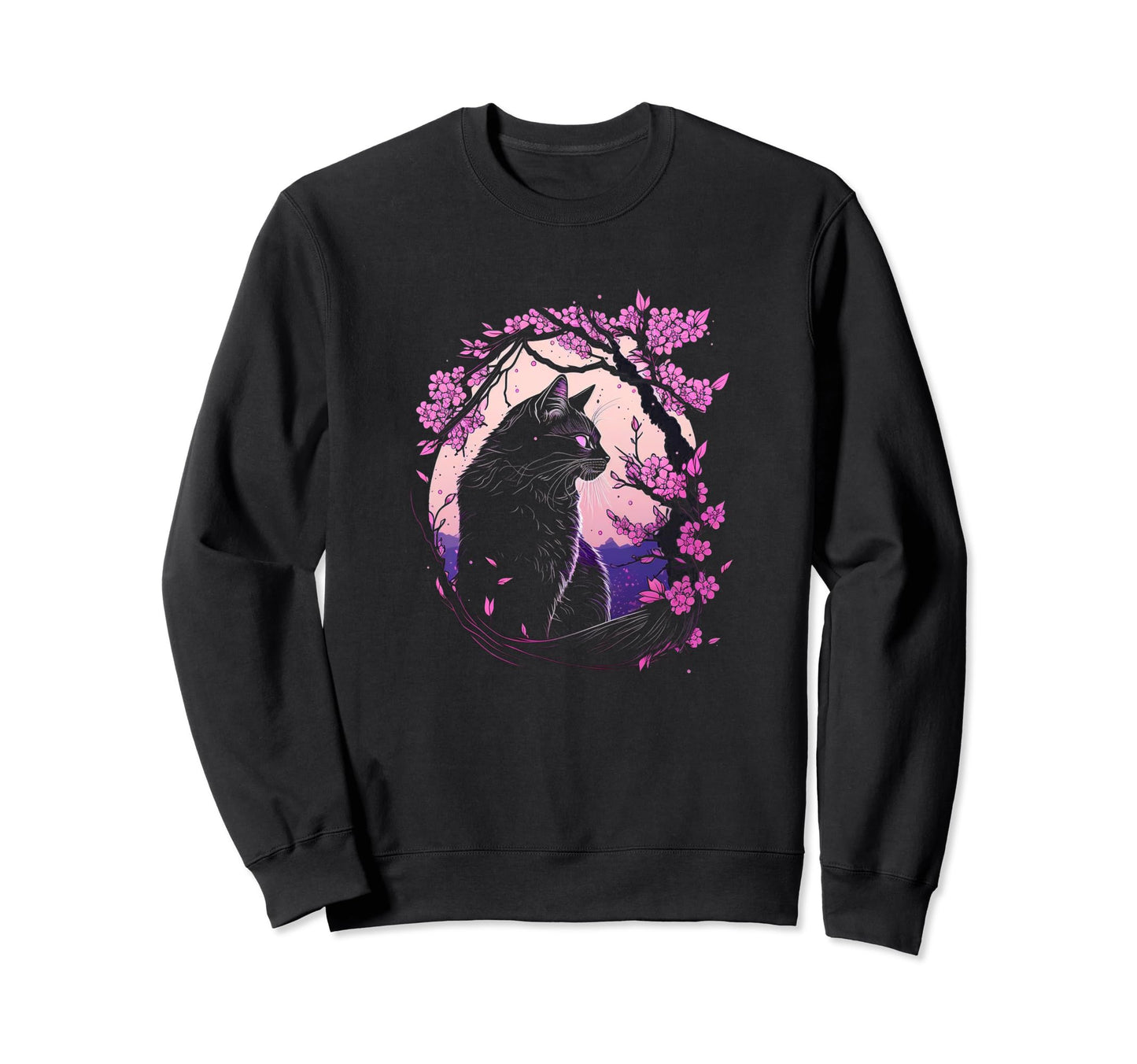Japanese Vaporwave Cat Cherry Sweatshirt - Minimalist Print Men Women - T-Shirt, Sweatshirt, Hoodie