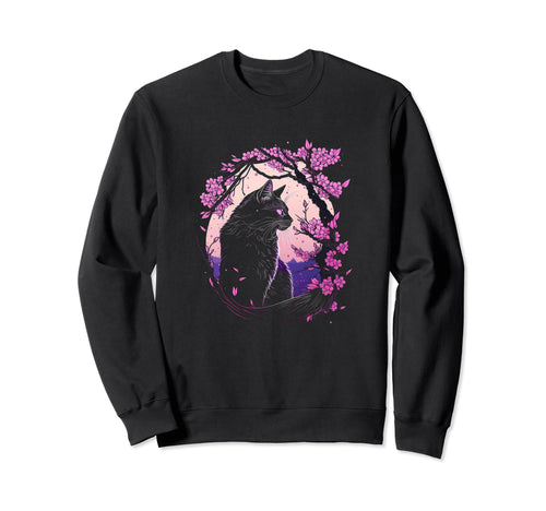 Japanese Vaporwave Cat Cherry Sweatshirt - Minimalist Print Men Women - T-Shirt, Sweatshirt, Hoodie