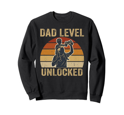 Funny New Dad Level Unlocked Gaming Sweatshirt - Graphic Print Unisex - T-Shirt, Sweatshirt, Hoodie