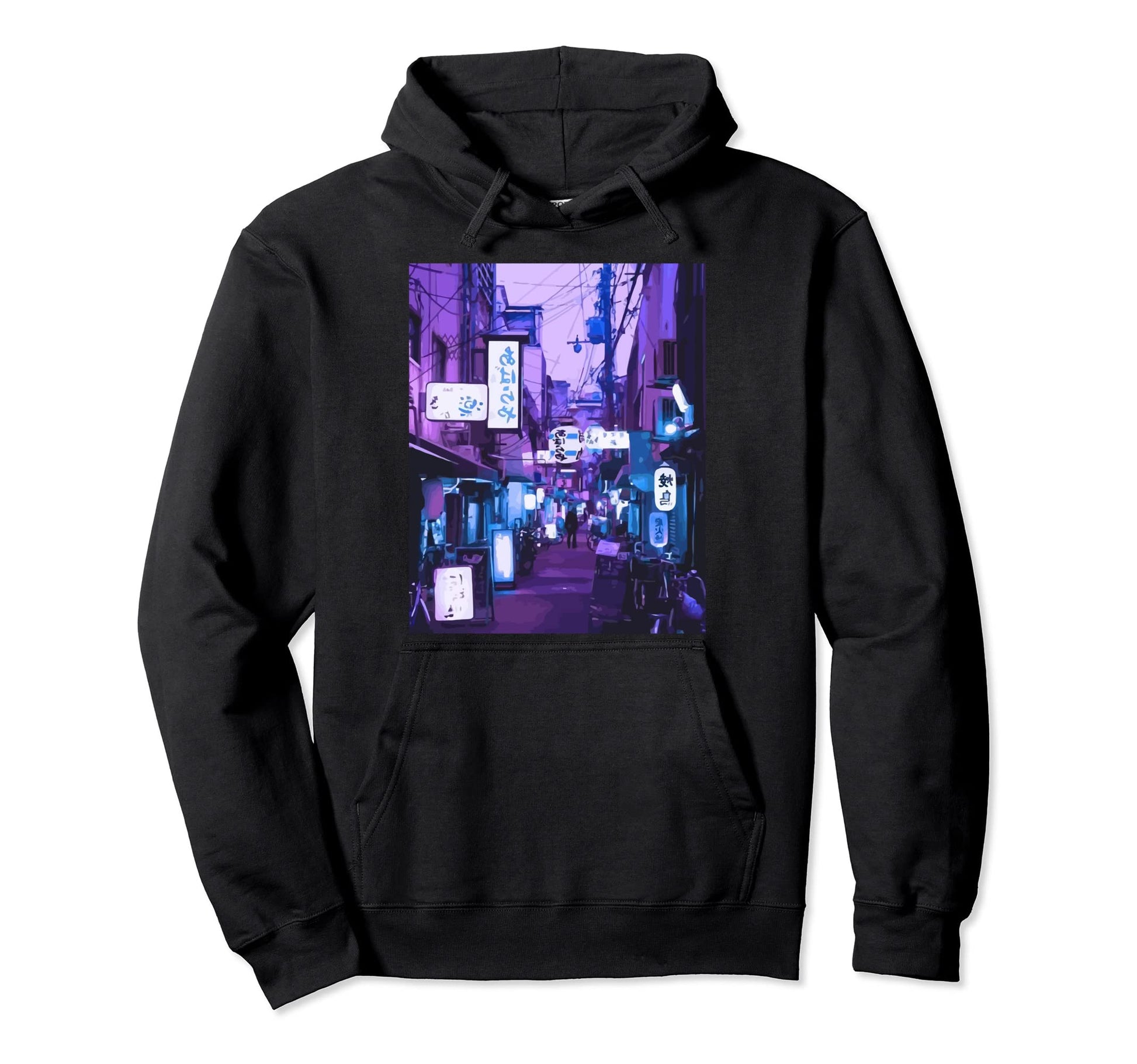 Digital Cityscape Vaporwave Hoodie - Fun Novelty Design Men Women - T-Shirt, Sweatshirt, Hoodie