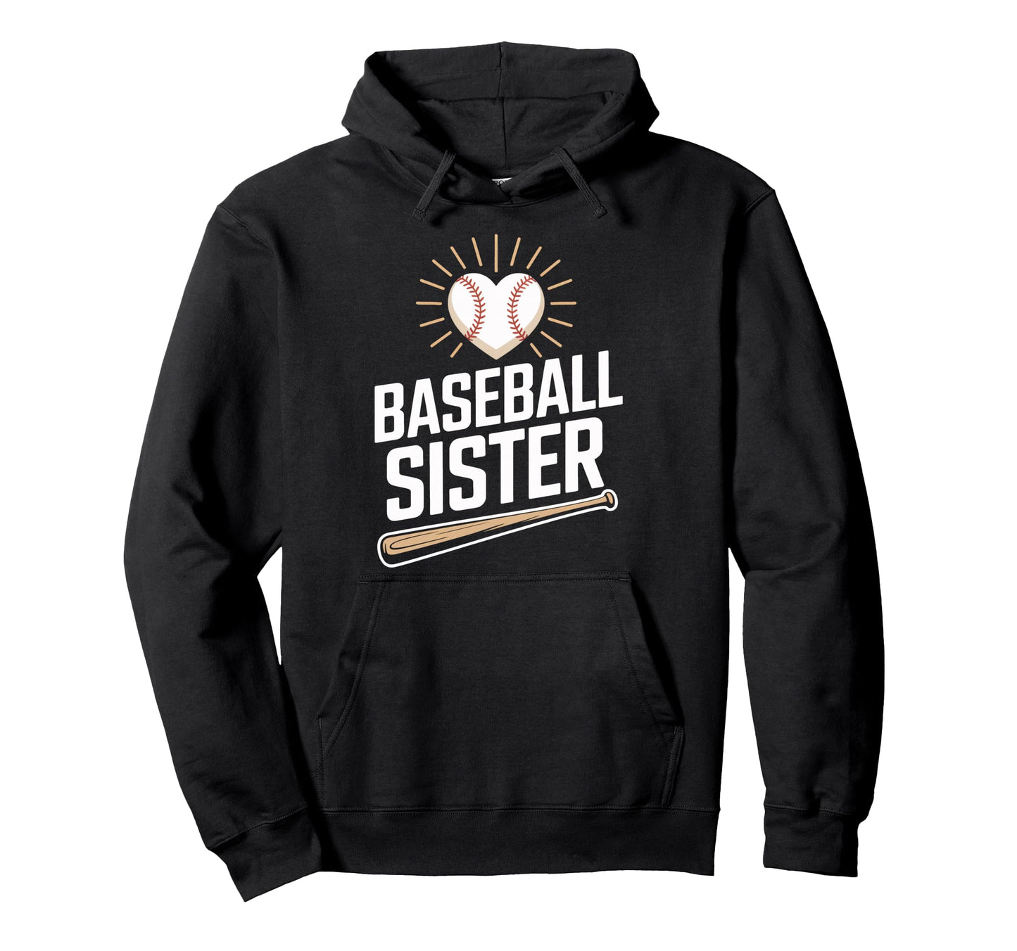 Supportive Baseball Sister Fan Young Hoodie - Graphic Print for Adults - T-Shirt, Sweatshirt, Hoodie