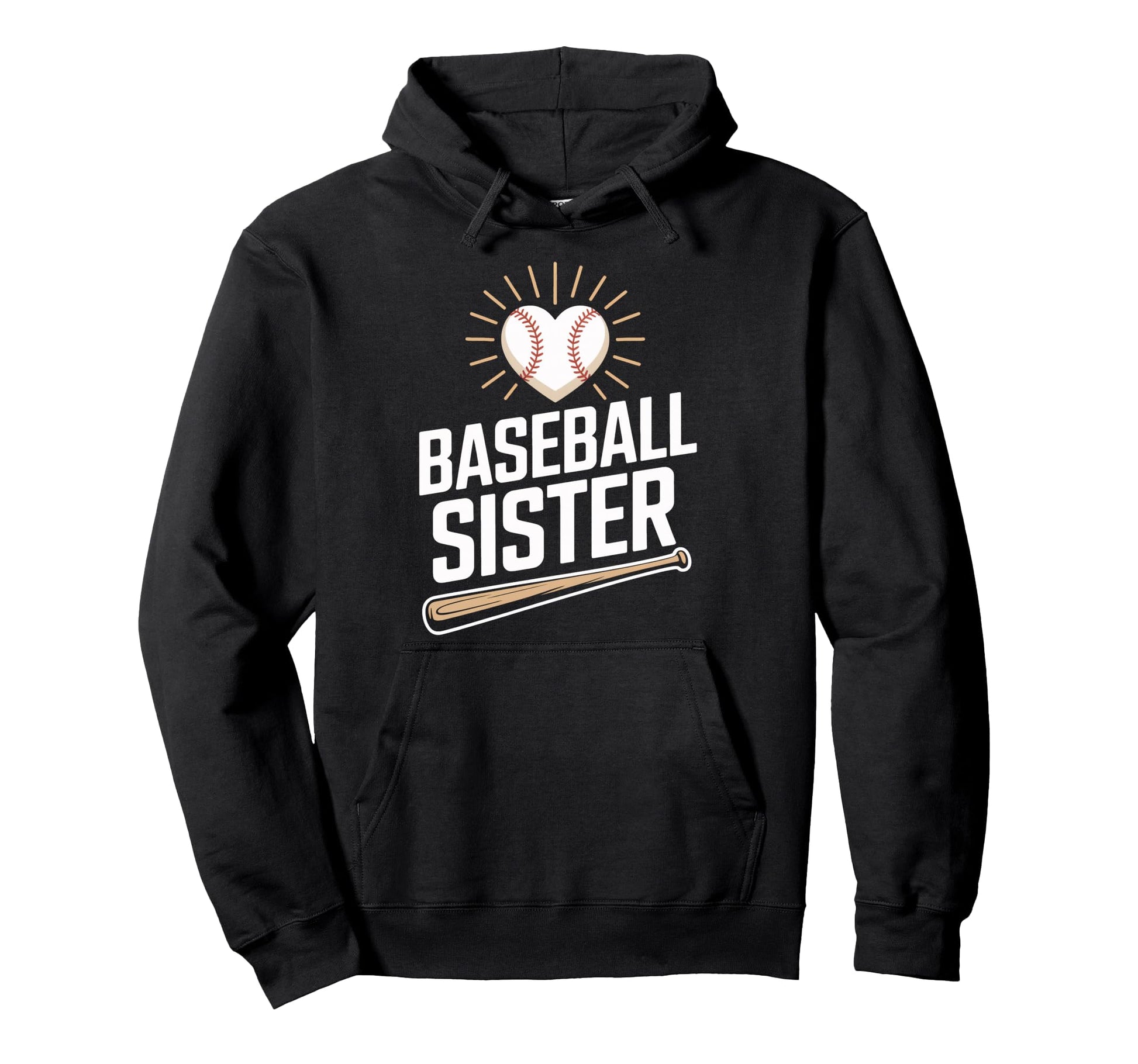 Supportive Baseball Sister Fan Young Hoodie - Graphic Print for Adults - T-Shirt, Sweatshirt, Hoodie