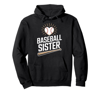 Supportive Baseball Sister Fan Young Hoodie - Graphic Print for Adults - T-Shirt, Sweatshirt, Hoodie