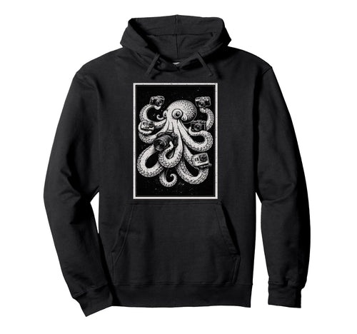 Camera Photographer Octopus Art Hoodie - Novelty Apparel for Adults - T-Shirt, Sweatshirt, Hoodie