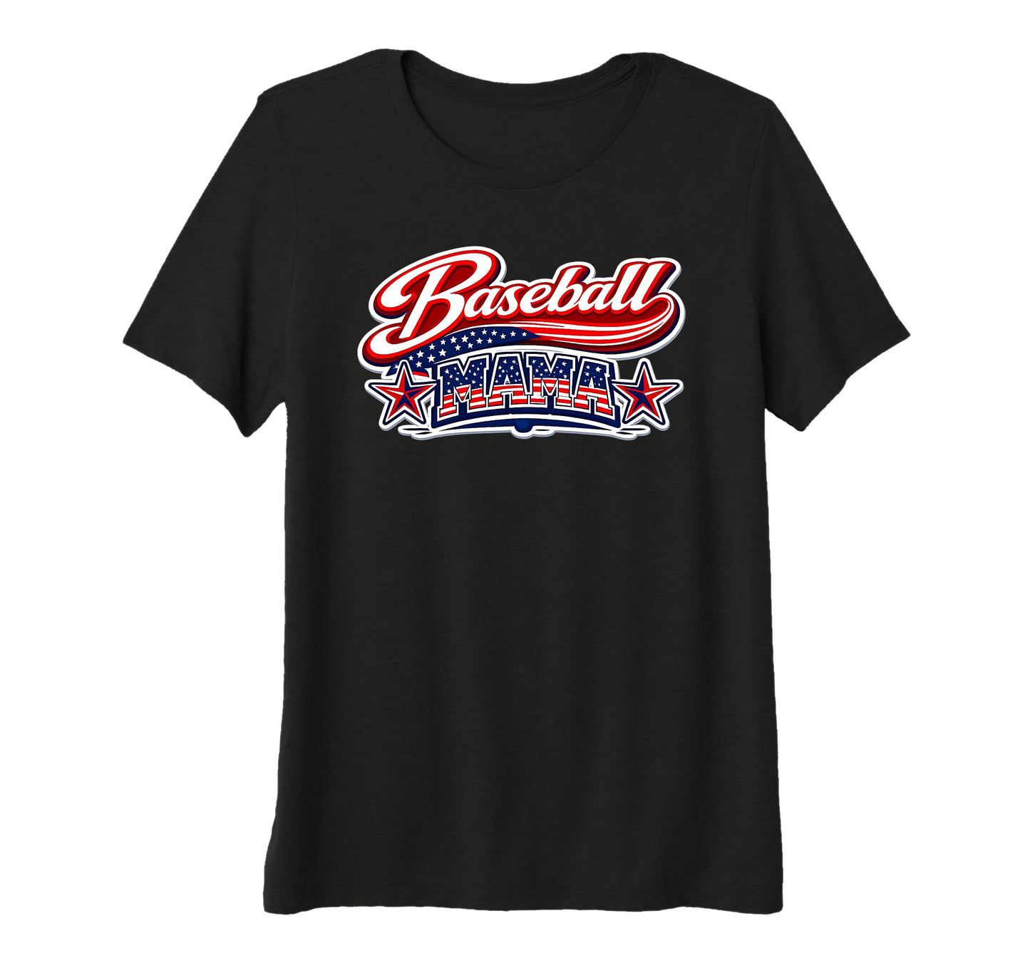 Womens Baseball Mama Usa Flag Patriotic T-Shirt - Graphic Print Men Women - T-Shirt, Sweatshirt, Hoodie