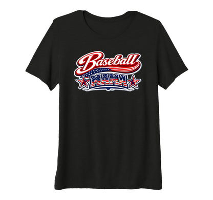 Womens Baseball Mama Usa Flag Patriotic T-Shirt - Graphic Print Men Women - T-Shirt, Sweatshirt, Hoodie