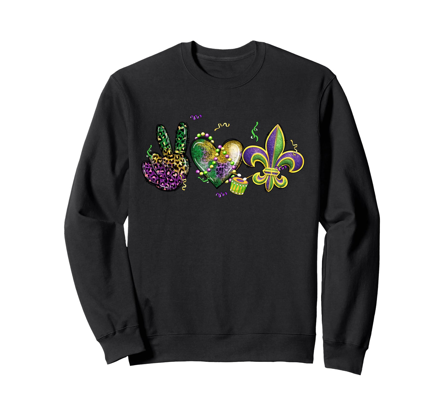Mardi Gras Hearts Outfit Peace Sweatshirt - Streetwear Style Men Women - T-Shirt, Sweatshirt, Hoodie