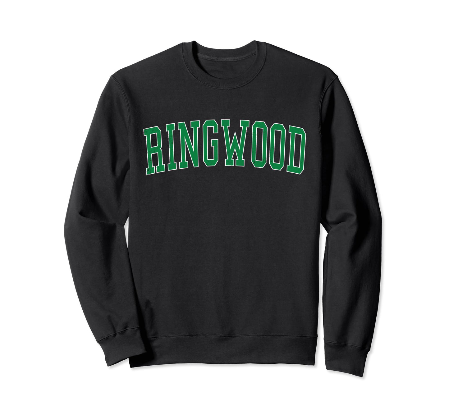 Ringwood Nj Distressed Green Varsity Sweatshirt - Fun Novelty Design Unisex - T-Shirt, Sweatshirt, Hoodie