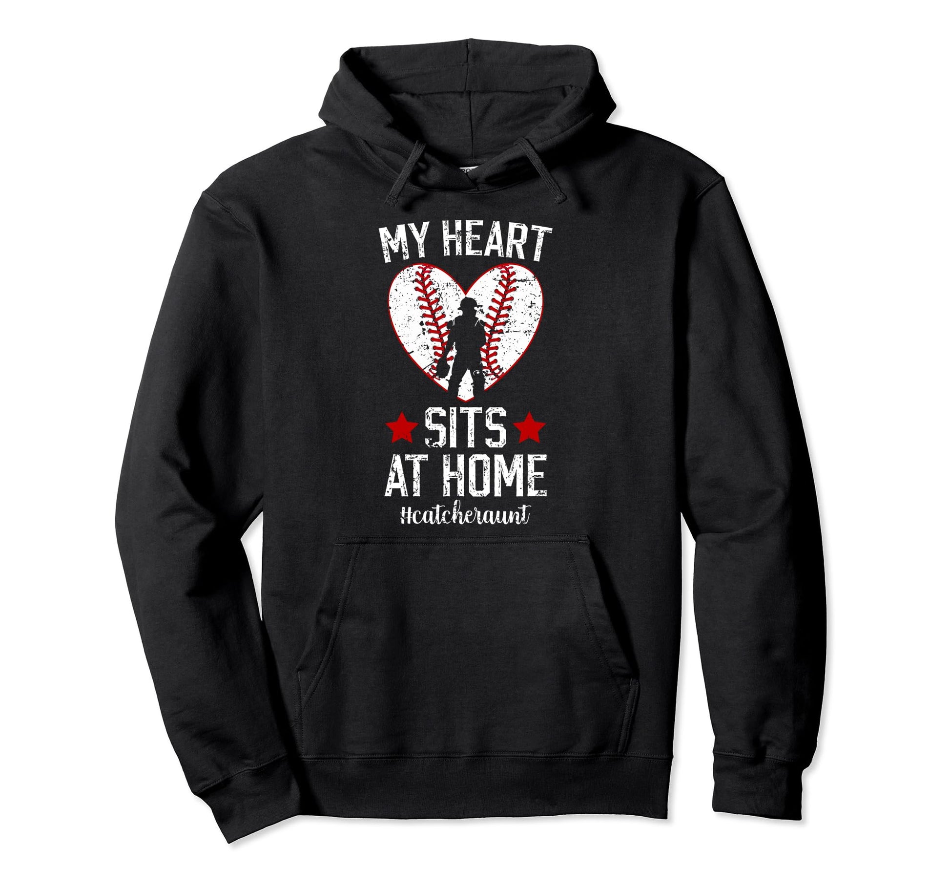 My Heart Sits Home Baseball Catcher Hoodie - Novelty Apparel for Adults - T-Shirt, Sweatshirt, Hoodie