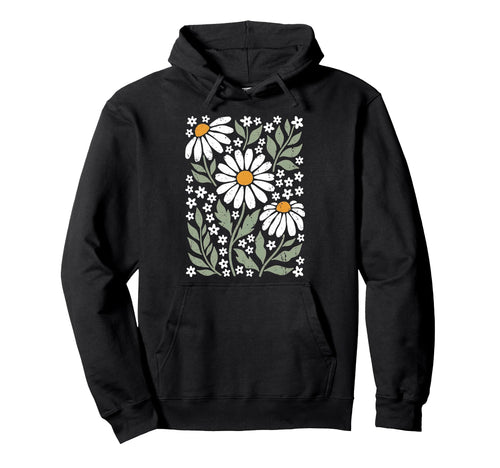 Boho Daisy Flower Colors Botanical Hoodie - Aesthetic Graphic for Adults - T-Shirt, Sweatshirt, Hoodie