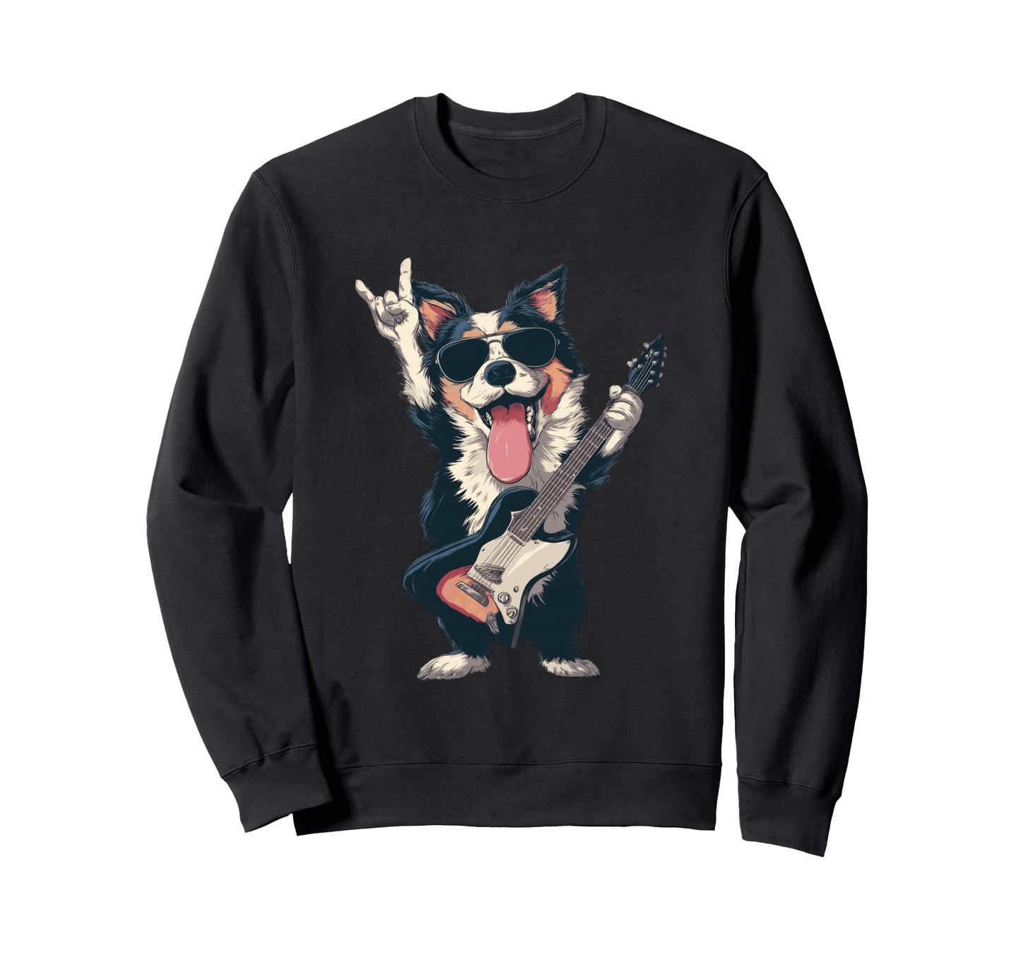 Rock Dog Guitar Playing Funny Sweatshirt - Streetwear Style for Adults - T-Shirt, Sweatshirt, Hoodie