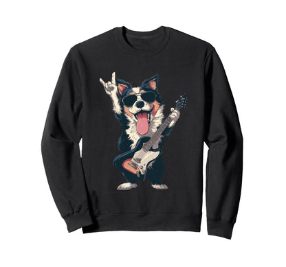Rock Dog Guitar Playing Funny Sweatshirt - Streetwear Style for Adults - T-Shirt, Sweatshirt, Hoodie