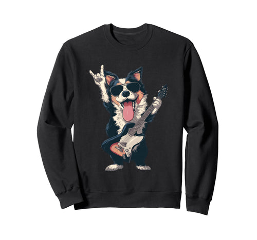 Rock Dog Guitar Playing Funny Sweatshirt - Streetwear Style for Adults - T-Shirt, Sweatshirt, Hoodie