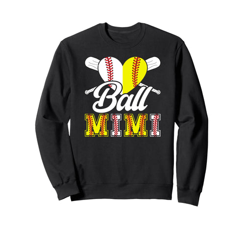 Ball Mimi Heart Softball Sweatshirt - Fun Novelty Design for Adults - T-Shirt, Sweatshirt, Hoodie