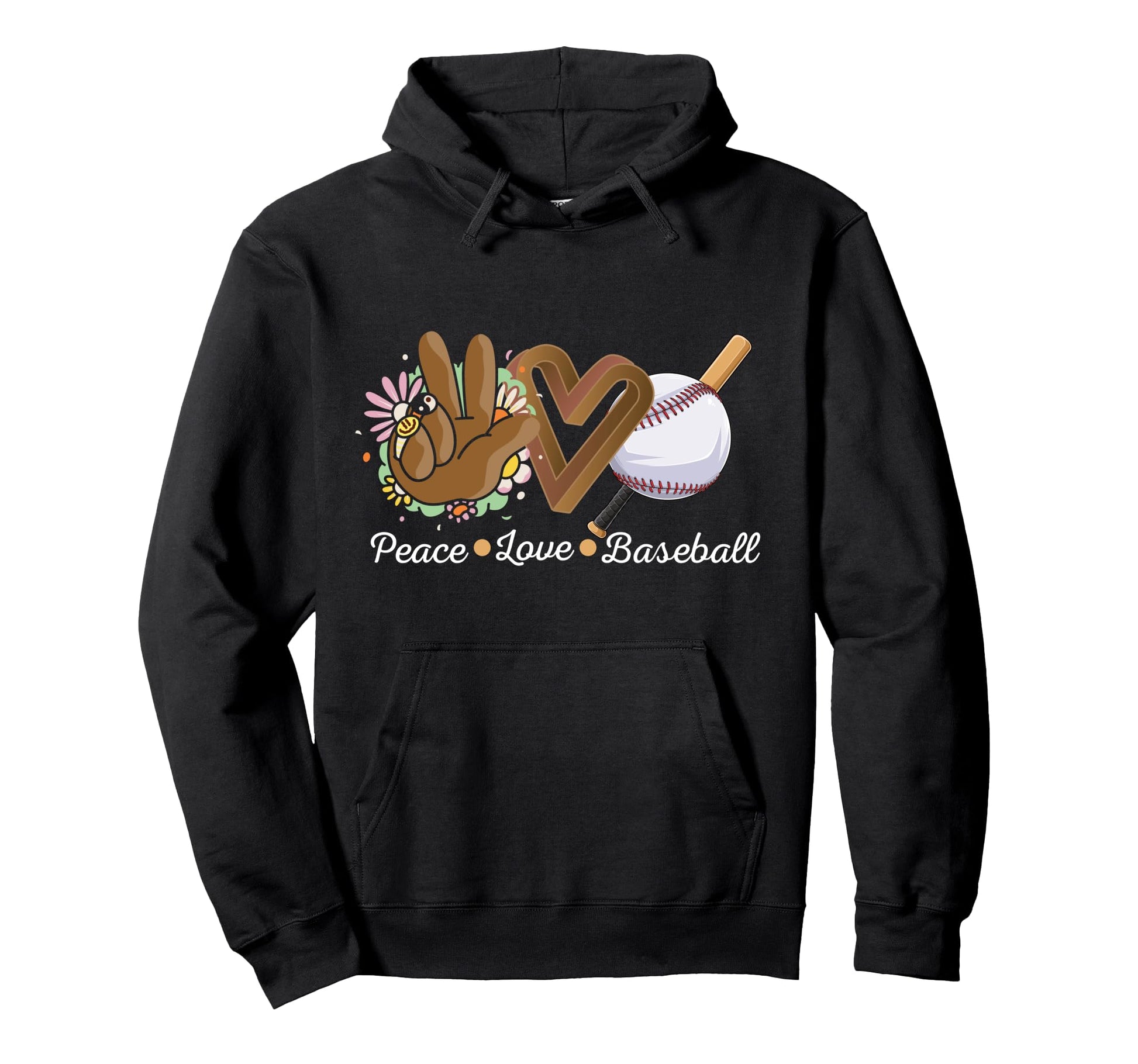 Peace Love Baseball Hoodie - Trendy Graphic Unisex - T-Shirt, Sweatshirt, Hoodie