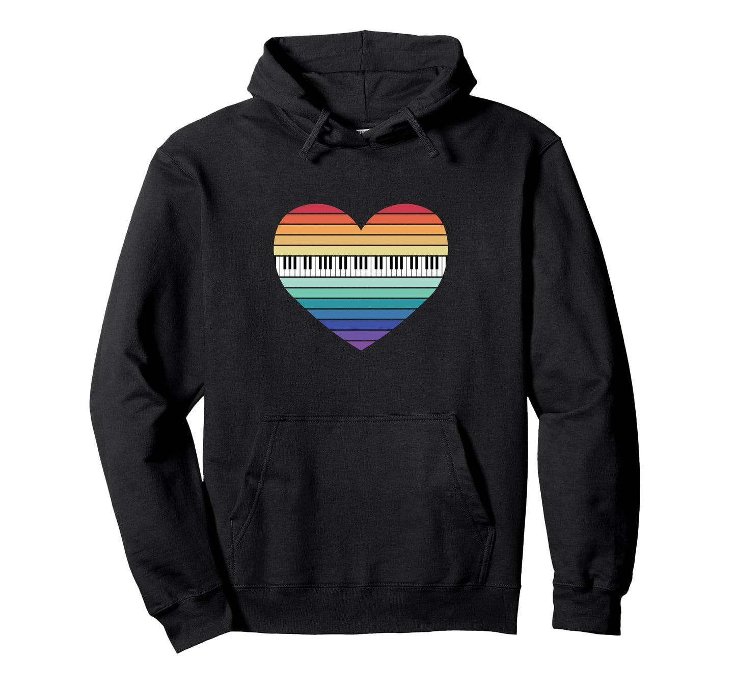 Pianist Rainbow Heart Piano Keyboard Hoodie - Aesthetic Graphic Men Women - T-Shirt, Sweatshirt, Hoodie