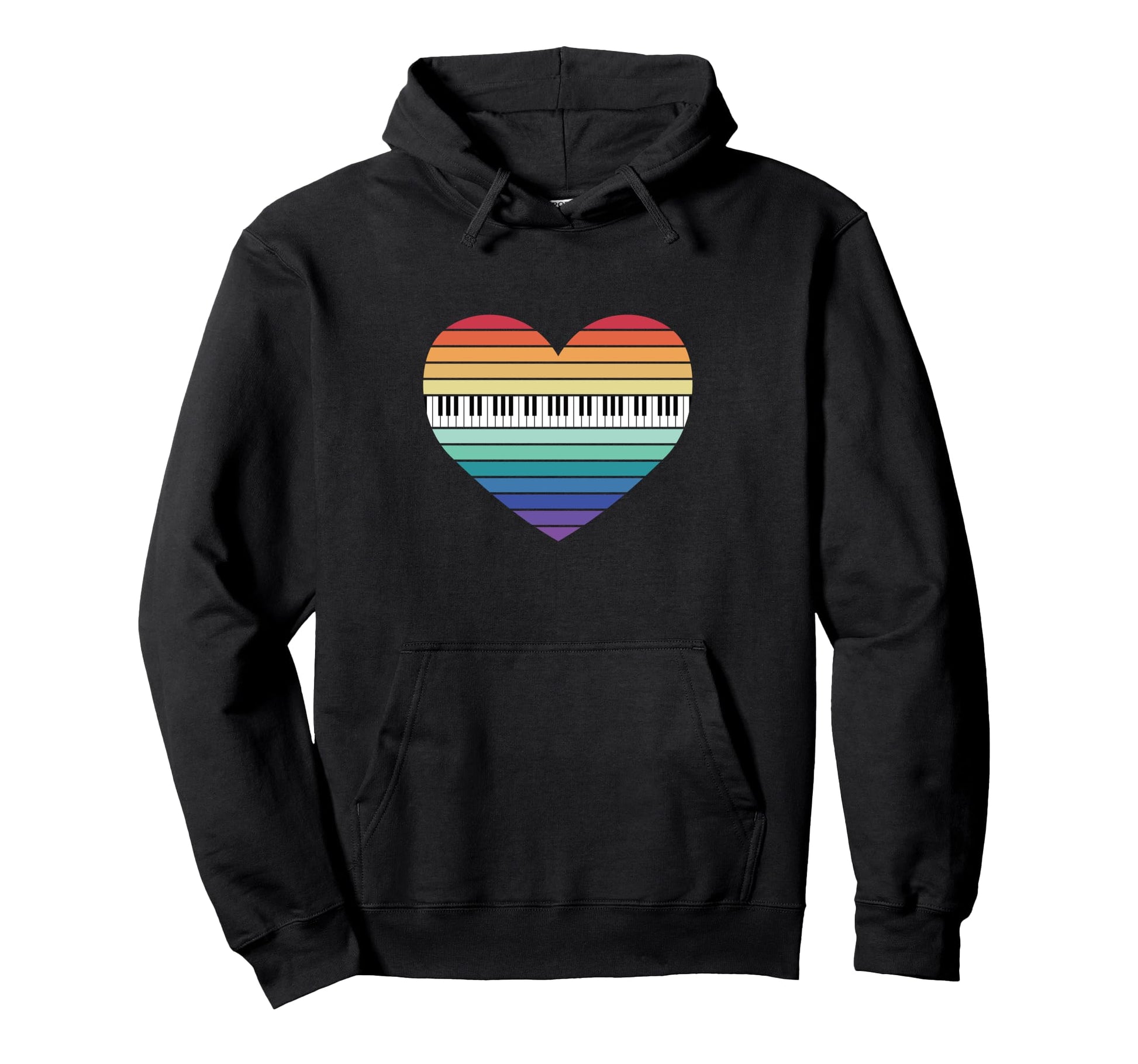 Pianist Rainbow Heart Piano Keyboard Hoodie - Aesthetic Graphic Men Women - T-Shirt, Sweatshirt, Hoodie