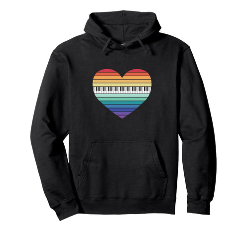 Pianist Rainbow Heart Piano Keyboard Hoodie - Aesthetic Graphic Men Women - T-Shirt, Sweatshirt, Hoodie